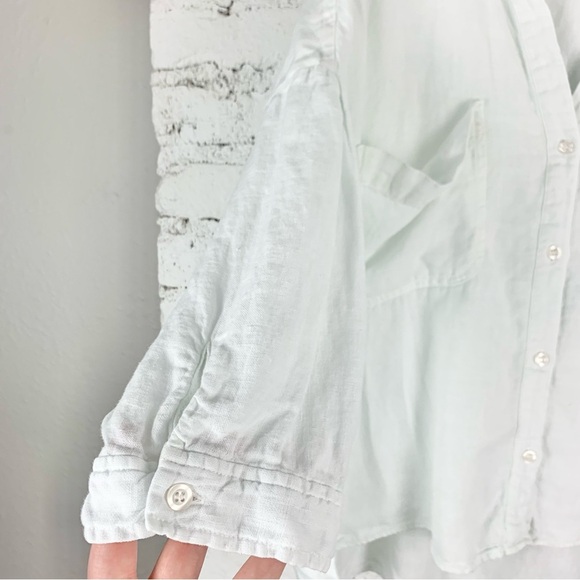 Evereve Kut from the Kloth Zuma Drop Shoulder Button Down Blue White XL - Picture 9 of 15